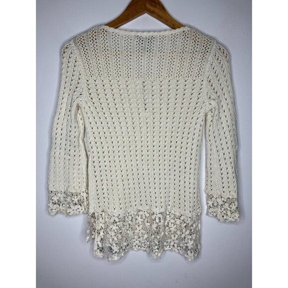 International Concepts Crochet Floral Lace Womens XS Hippie Boho Top - Picture 8 of 9